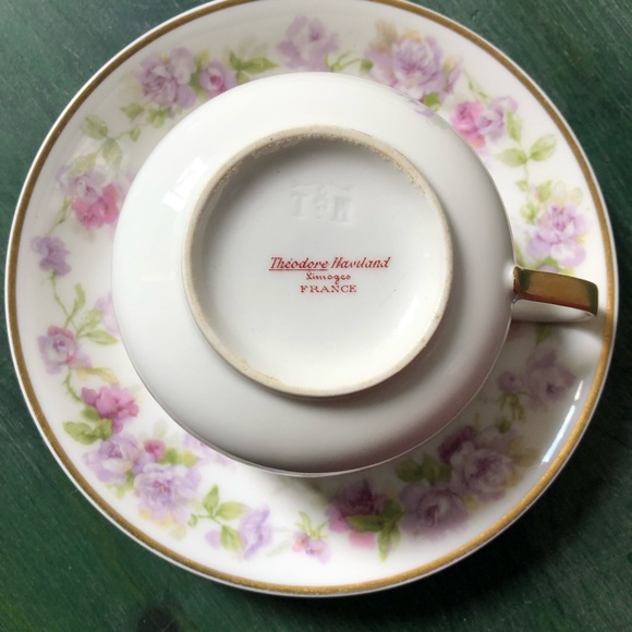 Theodore Haviland Limoges Fine bone China, 4 cup/saucer. Vintage, made in France - Picture 2 of 7